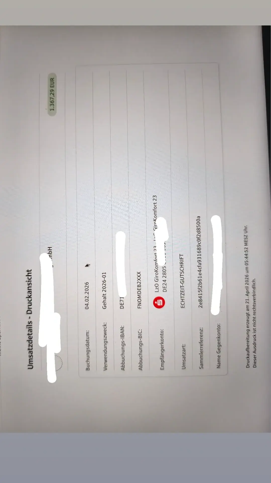 Gehaltsnachweis Januar 2026